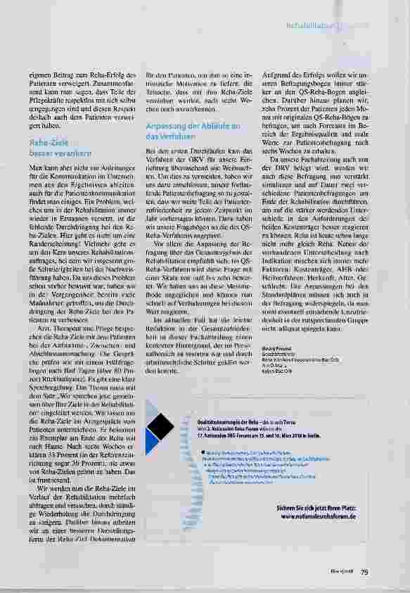 Vorschauseite 4: Qualitätssicherung in Reha-Kliniken Die große Prüfung