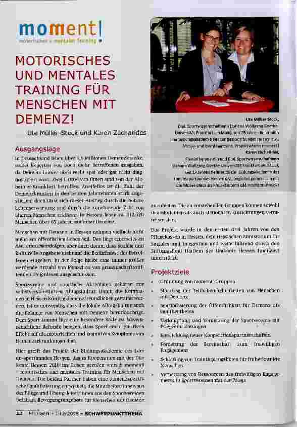 Vorschauseite 1: MOTORISCHES UND MENTALES TRAINING FÜR MENSCHEN MIT DEMENZ!