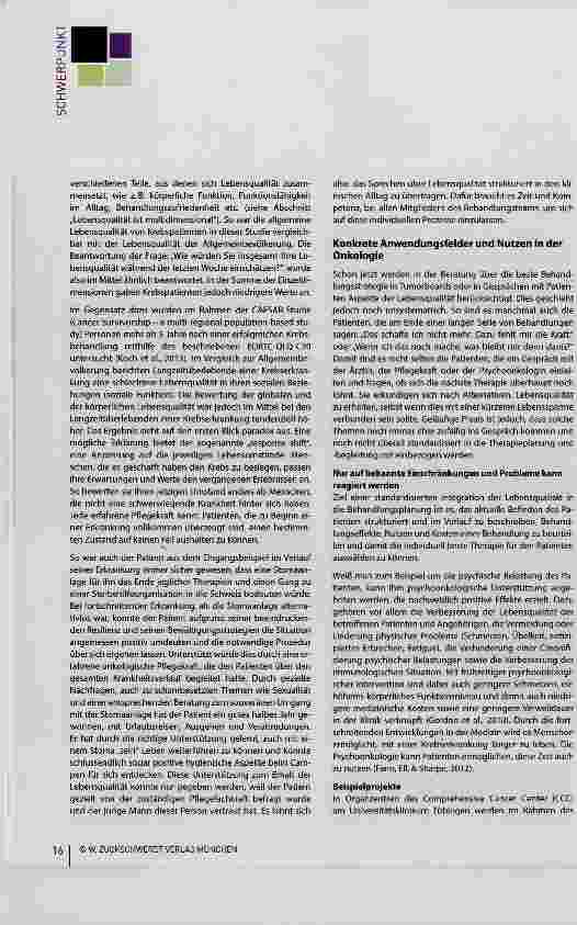 Vorschauseite 4: Wie geht es uns heute? Bedeutung der Lebensqualität in der Onkologie