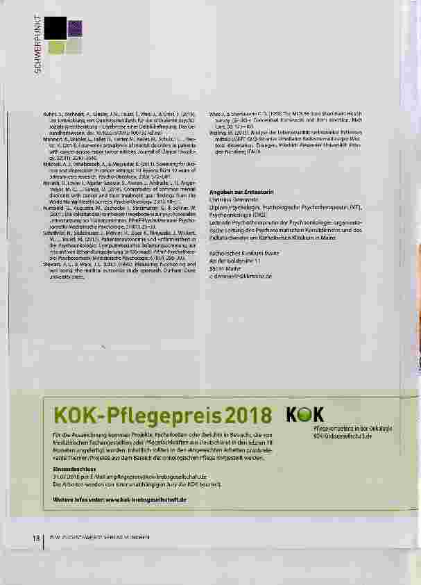 Vorschauseite 6: Wie geht es uns heute? Bedeutung der Lebensqualität in der Onkologie