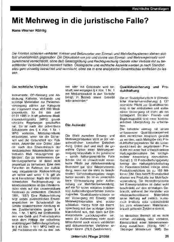 Vorschauseite 1: Mit Mehrweg in die juristische Falle?