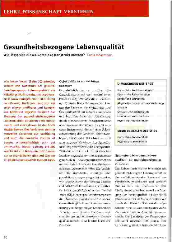 Vorschauseite 1: Gesundheitsbezogene Lebensqualität