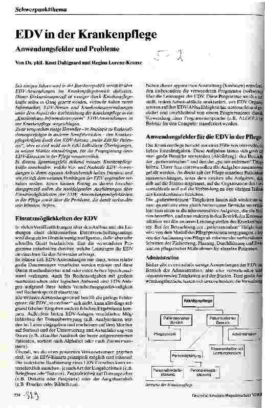 Vorschauseite 1: EDV in der Krankenpflege Anwendungsfelder und Probleme