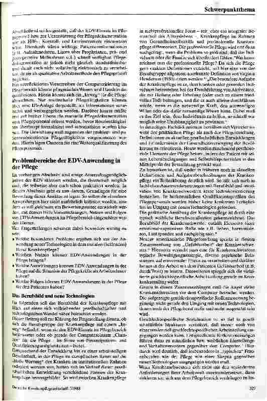 Vorschauseite 4: EDV in der Krankenpflege Anwendungsfelder und Probleme