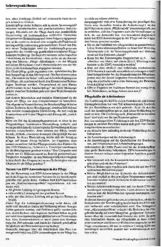 Vorschauseite 5: EDV in der Krankenpflege Anwendungsfelder und Probleme