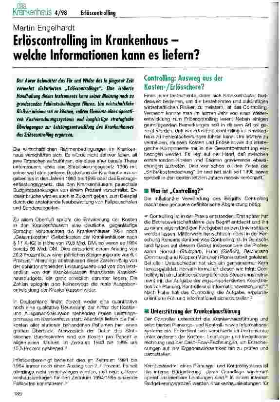 Vorschauseite 1: Erlöscontrolling im Krankenhaus - welche Informationen kann es liefern?