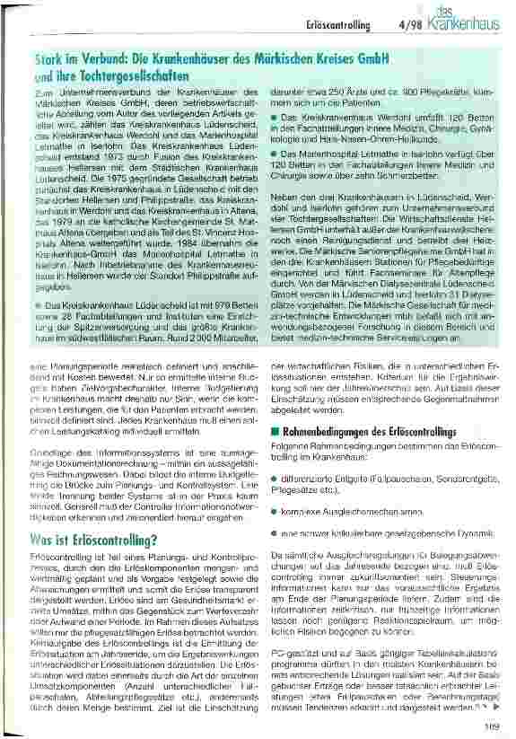Vorschauseite 2: Erlöscontrolling im Krankenhaus - welche Informationen kann es liefern?