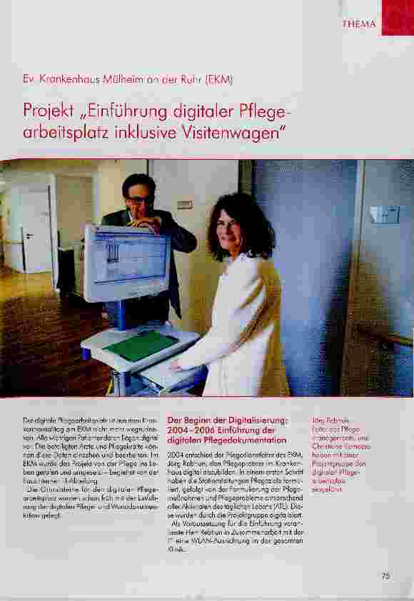 Vorschauseite 1: Ev. Krankenhaus Mülheim an der Ruhr (EKM) Projekt „Einführung digitaler Pflege arbeitsplatz inklusive Visitenwagen