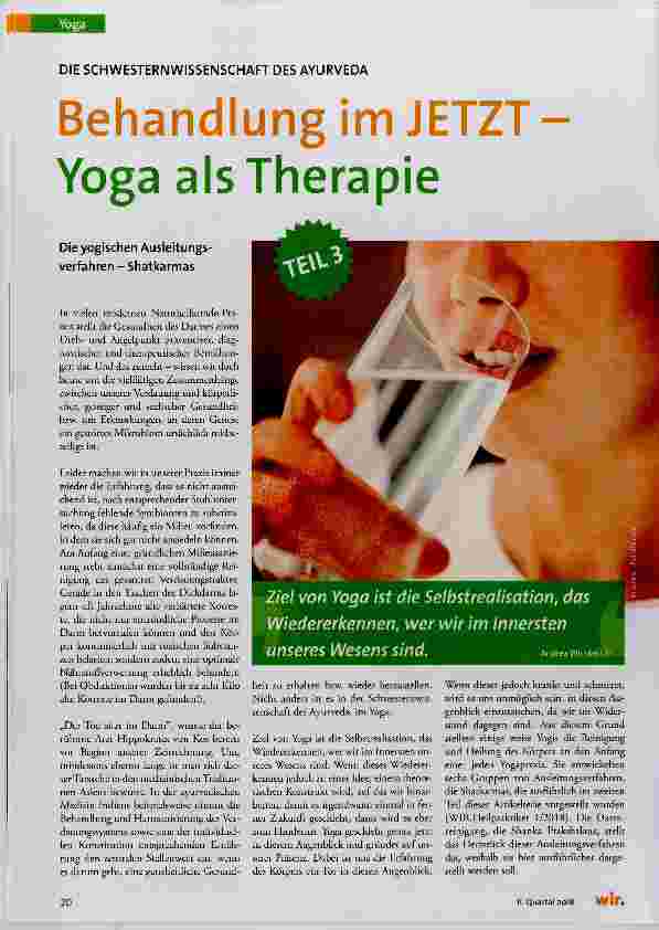 Vorschauseite 1: Behandlung im JETZT Yoga als Therapie