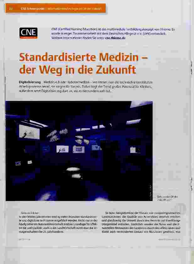 Vorschauseite 1: Standardisierte Medizin der Weg in die Zukunft