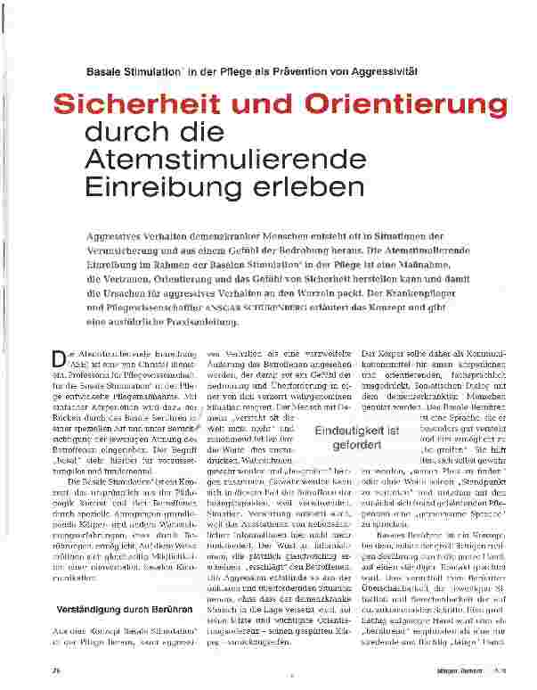 Vorschauseite 1: Sicherheit und Orientierung durch die Atemstimulierende Einreibung erleben