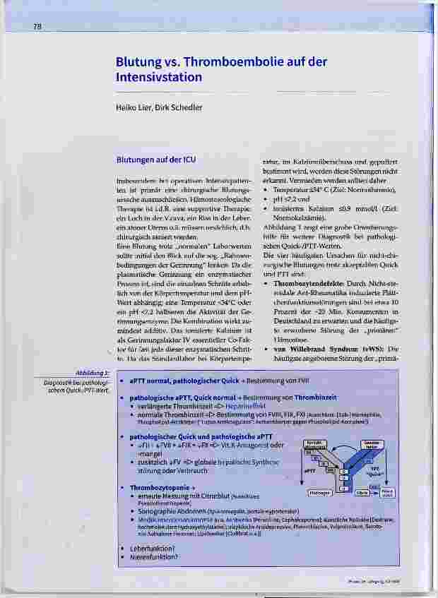 Vorschauseite 1: Blutung VS. Thromboembolie auf der Intensivstation