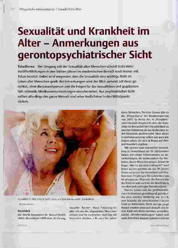 Vorschauseite 1: Sexualität und Krankheit im Alter Anmerkungen aus gerontopsychiatrischer Sicht