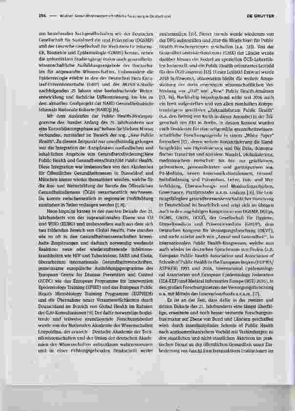 Vorschauseite 2: Gesundheitswissenschaftliche Forschung in Deutschland Public health research in Germany