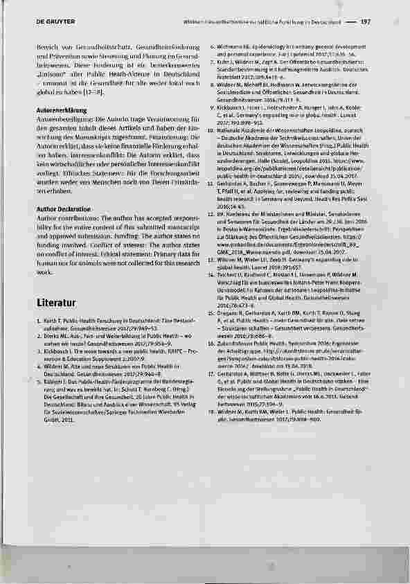 Vorschauseite 3: Gesundheitswissenschaftliche Forschung in Deutschland Public health research in Germany