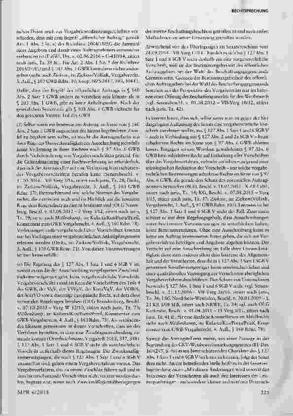 Vorschauseite 6: Vergabeverfahren: § 127 Abs. 1 Satz 1 und Satz 6 SGB V sind nicht bieterschützend