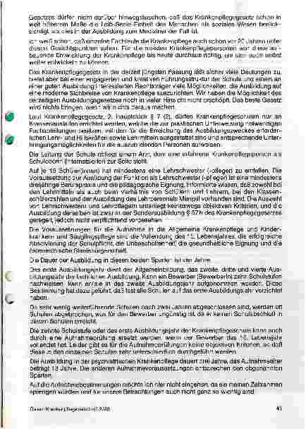 Vorschauseite 2: Die derzeitige Ausbildung in der Krankenpflegeschule