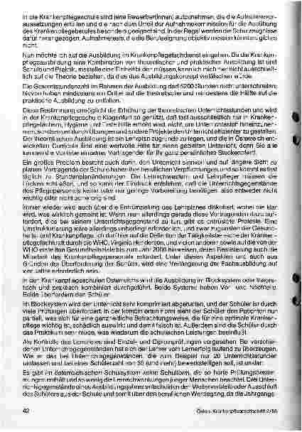 Vorschauseite 3: Die derzeitige Ausbildung in der Krankenpflegeschule