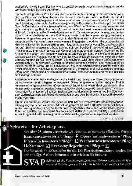 Vorschauseite 4: Die derzeitige Ausbildung in der Krankenpflegeschule