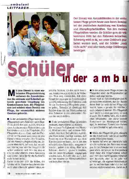Vorschauseite 1: Schüler in der ambulanten Pflege