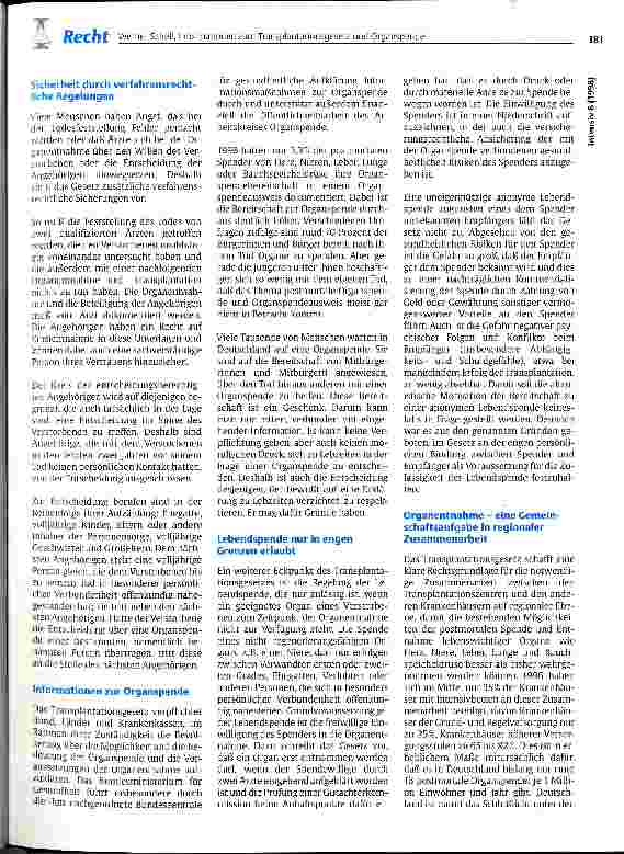 Vorschauseite 3: Informationen zum Transplantationsgesetz und Organspende