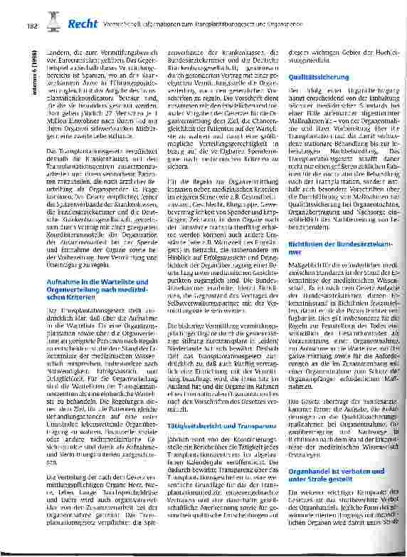 Vorschauseite 4: Informationen zum Transplantationsgesetz und Organspende