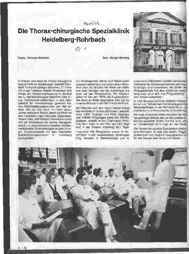 Vorschauseite 1: Die Thorax-chirurgische Spezialklinik Heidelberg-Rohrbach