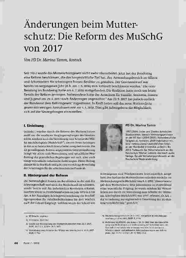 Vorschauseite 1: Änderungen beim Mutterschutz: Die Reform des MuSchG von 2017