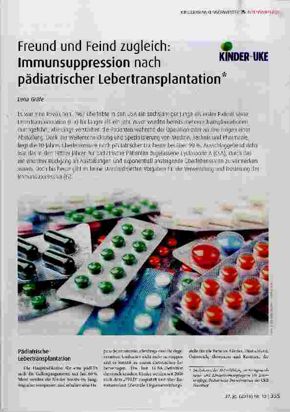 Vorschauseite 1: Freund und Feind zugleich: Immunsuppression nach pädiatrischer Lebertransplantation
