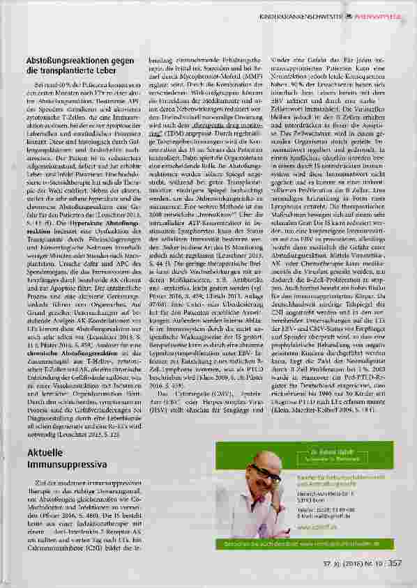 Vorschauseite 3: Freund und Feind zugleich: Immunsuppression nach pädiatrischer Lebertransplantation
