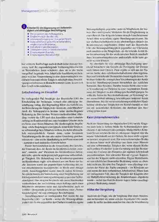 Vorschauseite 3: Sozialversicherung bei Honorarärzten Vorsicht: Scheinselbstständigkeit