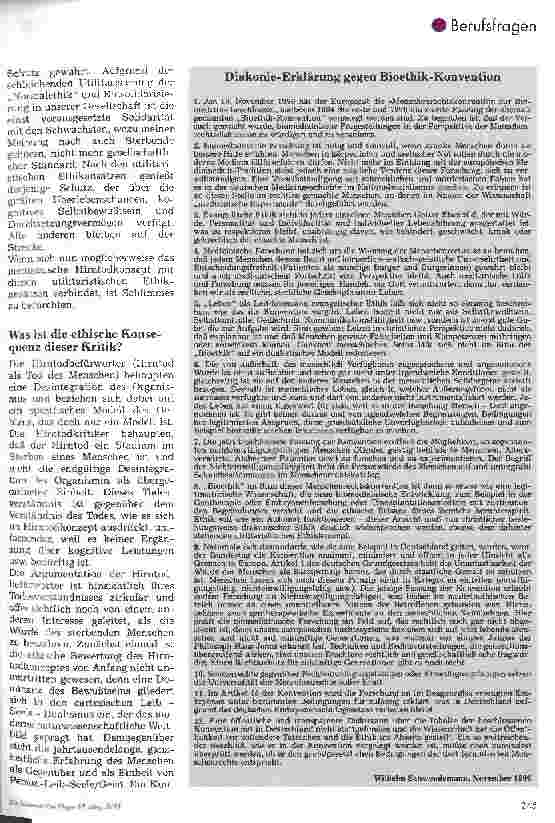 Vorschauseite 4: Bioethik-Konvention und Organverpflanzung Kritische Anmerkungen