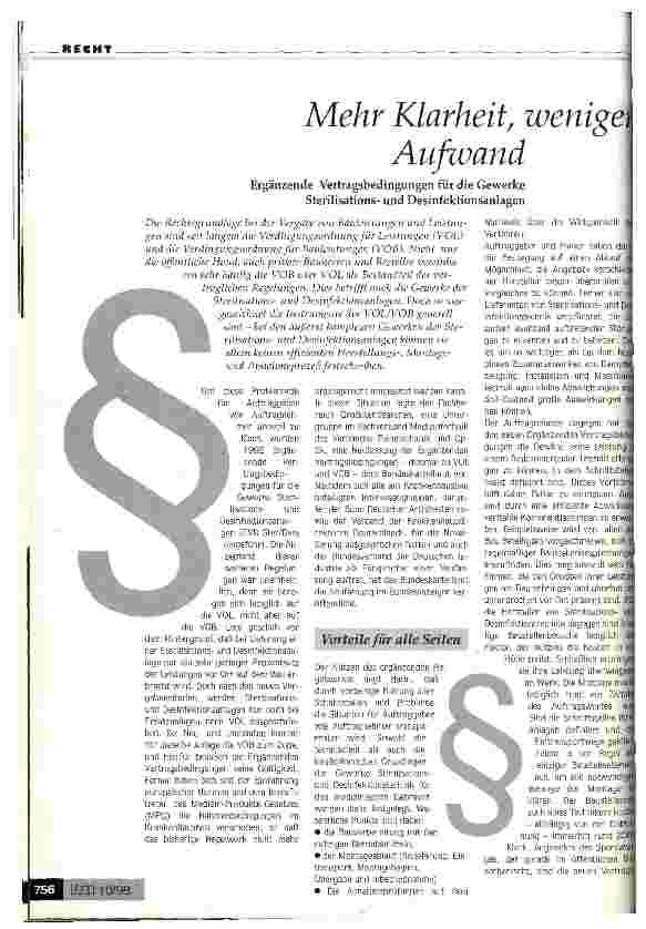 Vorschauseite 1: Mehr Klarheit, weniger Aufwand Ergänzende Vertragsbedingungen für Sterilisationsund Desinfektionsanlagen