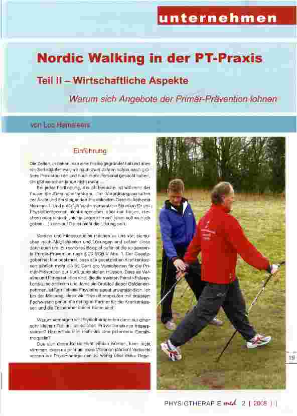 Vorschauseite 1: Nordic Walking in der PT-PraxisTeil II - Wirtschaftliche AspekteWarum sich Angebote der Primär-Prävention lohnen