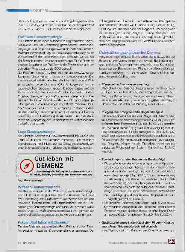 Vorschauseite 2: Maßnahmen zur Umsetzung der österreichischen Demenzstrategie. .Gut leben mit Demenz