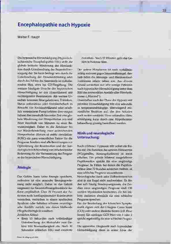 Vorschauseite 1: Encéphalopathie nach Hypoxie