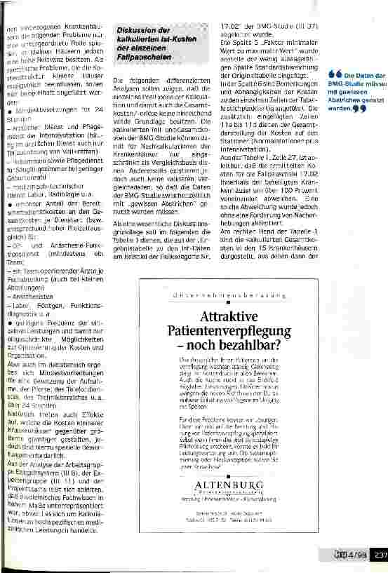Vorschauseite 4: Schwächen der Entgeltkataloge müssen dringend ausgebügelt werden Kritisches zur Kalkulation und Hinweise zur Nachkalkulation (Teil 1)