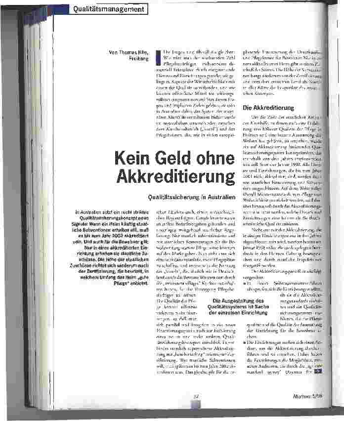 Vorschauseite 1: Kein Geld ohne Akkreditierung Qualitätssicherung in Australien