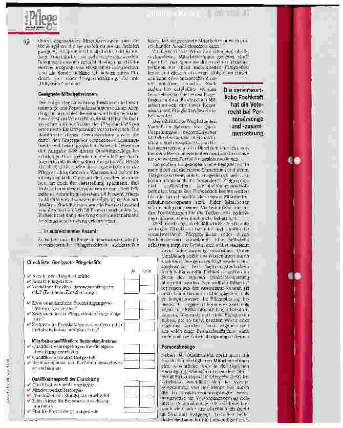 Vorschauseite 2: Qualität als Baustein der Pflegeversicherung Teil 4: Geeingete Pflegekräfte