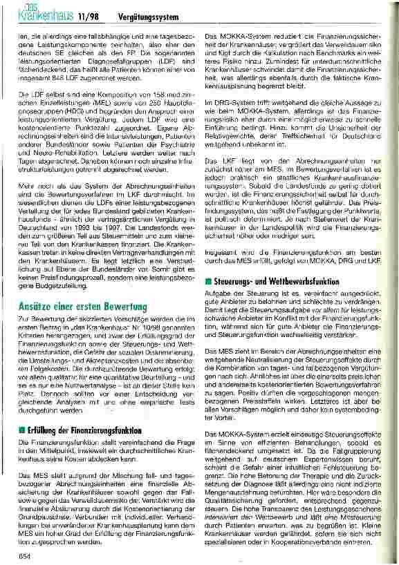 Vorschauseite 3: Systematische Bewertung der wichtigsten Vorschläge zur Weiterentwicklung der Krankenhausvergütung