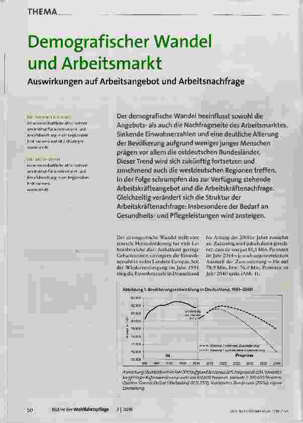 Vorschauseite 1: Demografischer Wandel und Arbeitsmarkt