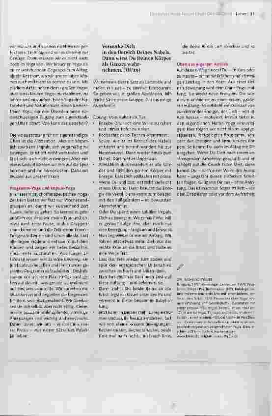 Vorschauseite 4: ZWISCHEN YOGA-WELT UND ALLTAGSWELT TEIL VIII Eigenständiges Üben lernen