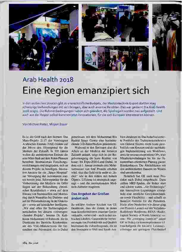 Vorschauseite 1: Arab Health 2018 Eine Region emanzipiert sich