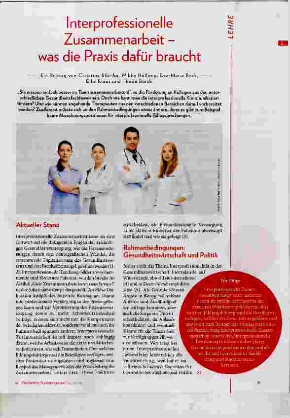 Vorschauseite 1: Interprofessionelle Zusammenarbeit was die Praxis dafür braucht