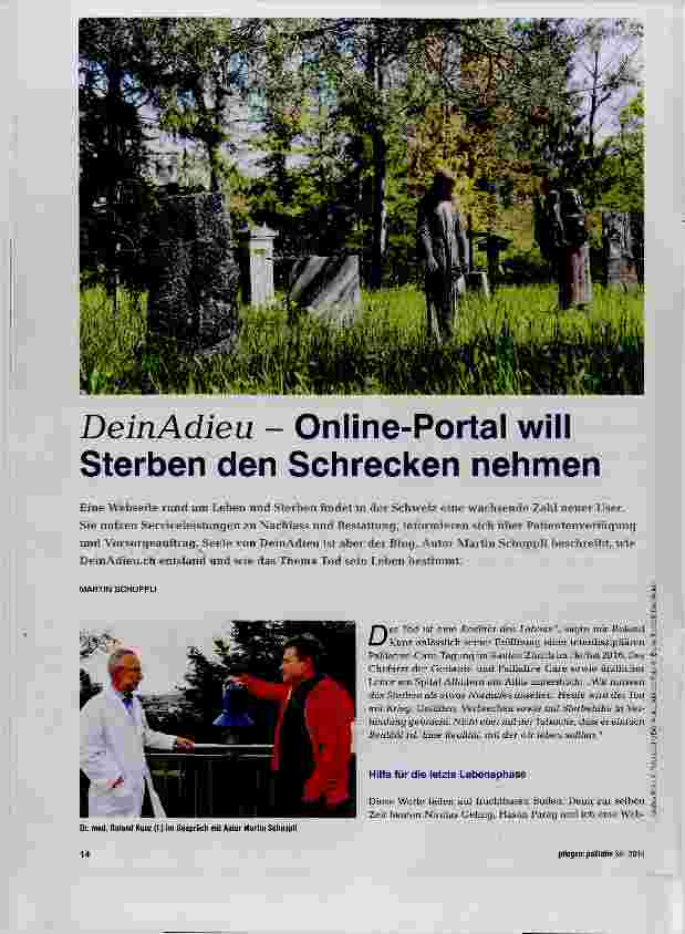 Vorschauseite 1: DeinAdieu Online-Portal will Sterben den Schrecken nehmen