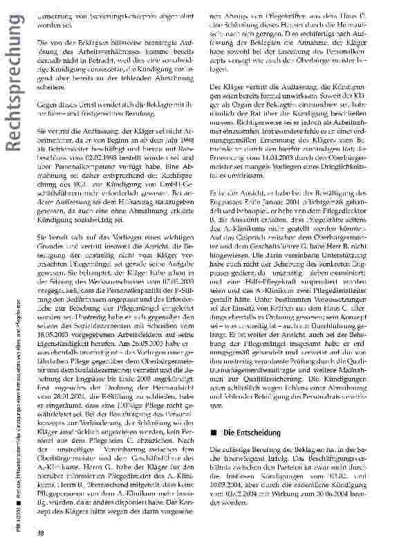 Vorschauseite 3: Fristlose, hilfsweise ordentliche Kündigungen des Betriebsleiters eines Altenund Pflegeheims