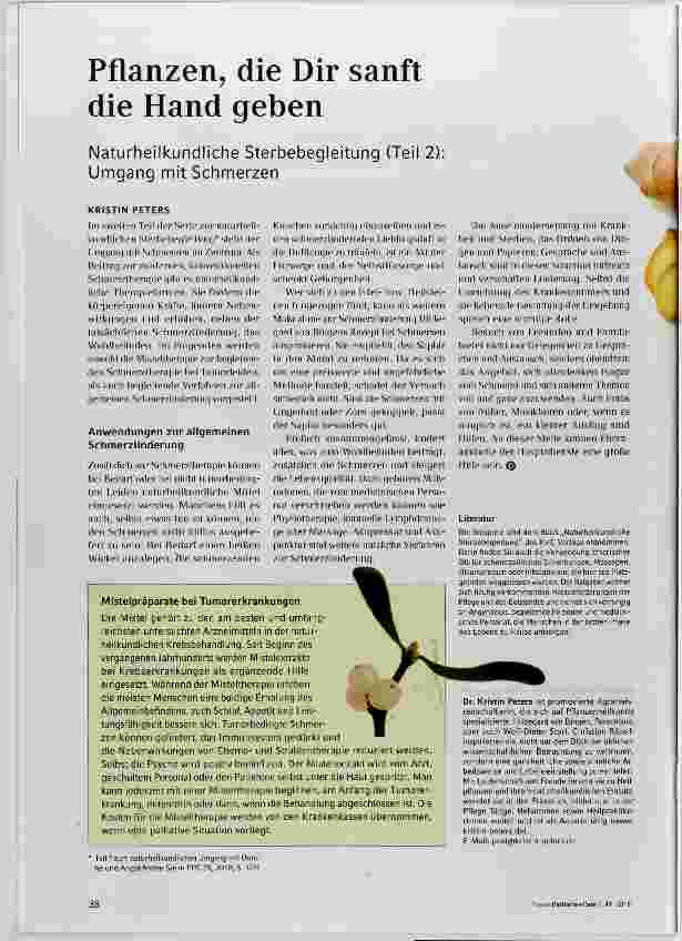 Vorschauseite 2: Pflanzen, die Dir sanft die Hand gebenNaturheilkundliche Sterbebegleitung (Teil 2): Umgang mit Schmerzen