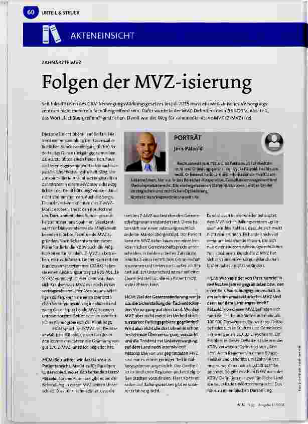Vorschauseite 1: Folgen der MVZ-isierung