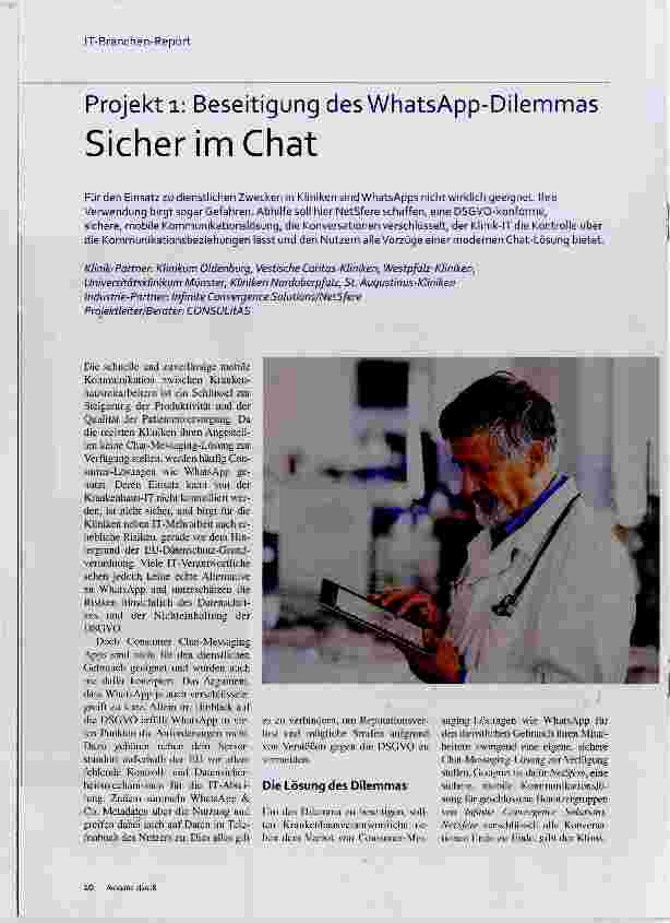 Vorschauseite 1: Projekt 1: Beseitigung des WhatsApp-Dilemmas Sicher im Chat