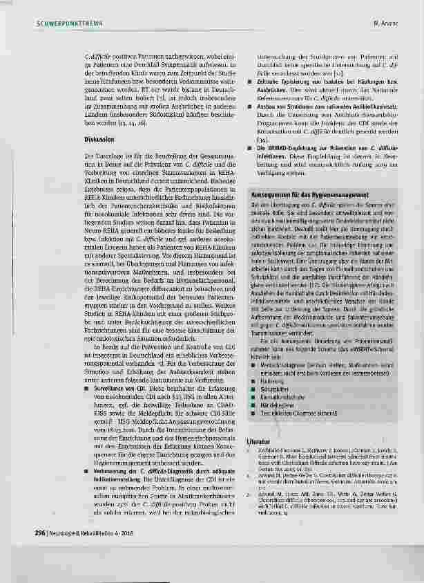 Vorschauseite 4: Clostridbides difficile in der neurologischen Rehabilitation: Prävalenz, Risikofaktoren und Verbreitung von virulenten Stämmen